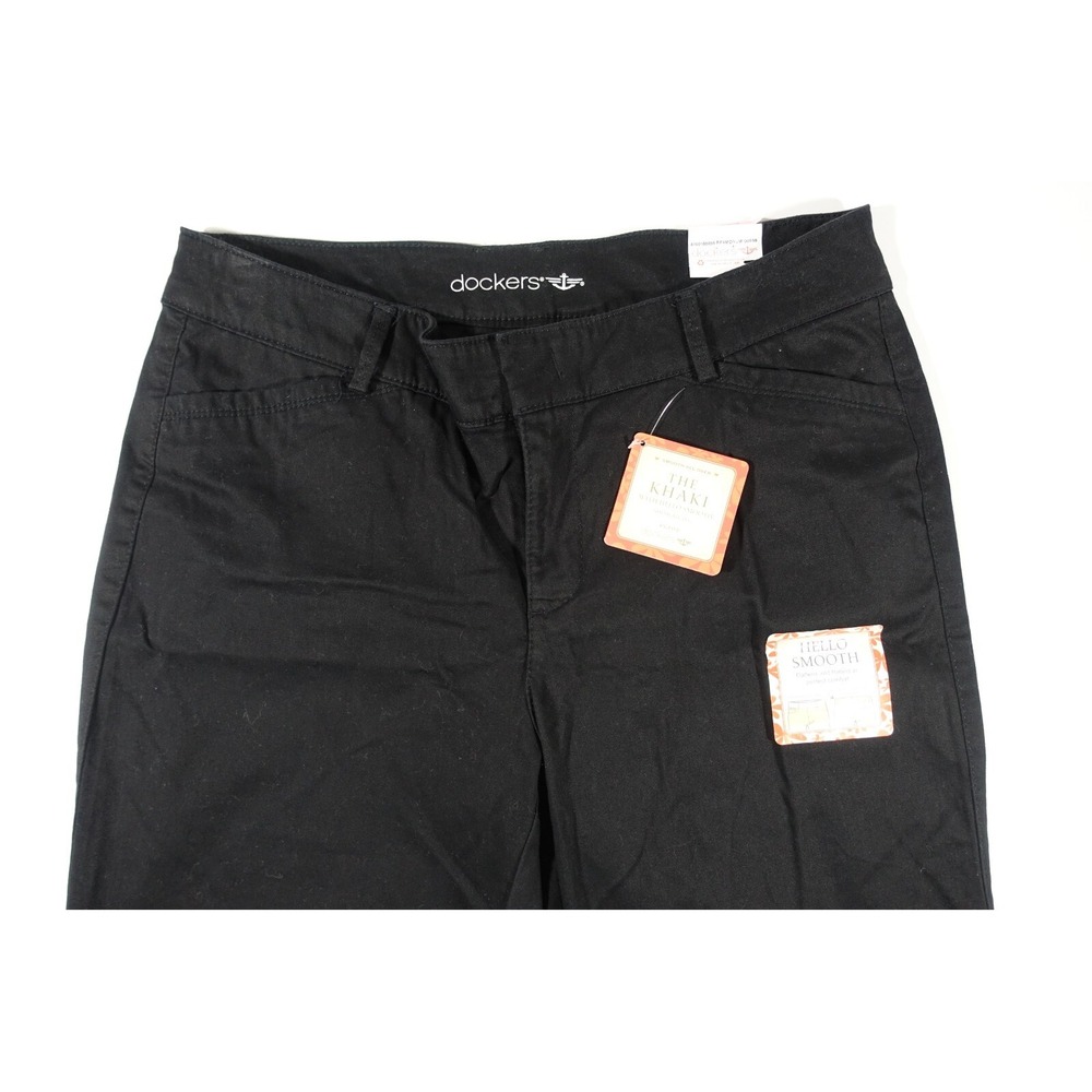 Dockers Khaki Pants Women 10 Petite Straight Leg Stretch Black NWT - Picture 6 of 7